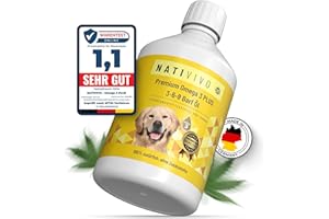 NatiVivo Premium Omega 3-6-9 Hunde Barföl 500ml Omega 3 Boost Fischöl mit Hanfsamenöl 100% natürlich Hochwertige Ergänzung für Barf & Trockenfutter Made in Germany