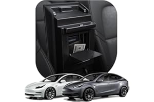 Spigen Caja de Almacenamiento Oculta One-Touch (Edición de Carbono) Diseñada para el Reposabrazos del Organizador de la Consola Central Tesla Model 3 2021-2023 y Tesla Model Y (~2024)