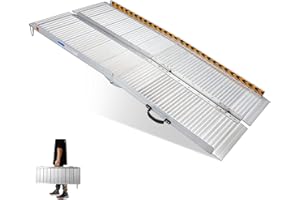 Rampe Fauteuil Roulant, gardhom 183x72cm Argent Rampe Handicapé d'accès Pliable Capacité de Chargement de 362KG