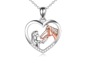 YFN Collar de niña y Caballo para niñas Joyería de Caballo de Plata Esterlina Regalos de Caballo para Mujeres de 18 "