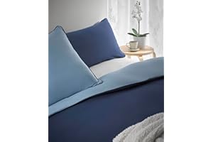 ATENAS HOME TEXTILE Atenas - Funda Nórdica para Edredón y Almohadón - 100% Algodón Ecológico Peinado Percal 144 Hilos Punto/Jersey - No se Arruga - Modelo Heaven (Marino/Azul, Cama de 150 cm, Doble)