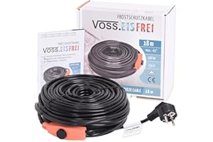 18m Frostschutz Heizkabel mit Knopf-Thermostat VOSS.eisfrei, 230V, Heizleitung Zum Schutz von Wasserleitungen und Weidetränken