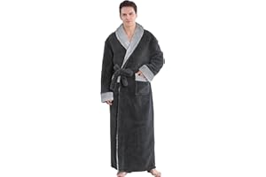 ZAKASA Peignoir Robe de Chambre Homme: Peignoir Long de Bain Polaire Hiver Chaud Robe Pilou Pilou Doux Idéal pour Noël Cadeau