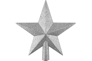 MIZIJIA Decoracion Navidad, 20 cm/7,8 in, Estrella arbol de Navidad, Decoracion arbol Navidad, Decoraciones navideñas o decoración del hogar. (Plata)