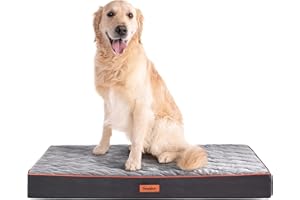 Sonive Extra Large Waterproof Orthopedic Egg Crate Foam Dog&Cat Bed Supportive Dog Bed Matt for Large Dogs Removable Washable Cover Oxford Fabric Bottom & Quilted Faux Velvet Top,Grey 104x74x8cm