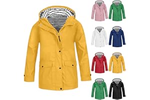 C'est TT Rain Jacket Boys Girls Waterproof Children Breathable Softshell Jacket with Hood Raincoat Lightweight Windproof Transition Jacket Windbreaker Outdoor Bicycle Functional Jacket