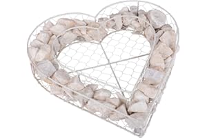 UNUS Décoration funéraire, en forme de cœur, pour décoration de jardin ou de tombe, 35 x 35 x 8 cm, décoration de jardin pour l'extérieur, gabion résistant aux intempéries