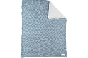 NOUKIE'S - Couverture Plaid pour bébé en Tricot sherpa 75x100 CM -100% Coton Bio, Douce, chaude, moelleux, agréable, confort - Idée Cadeau - Pour siège auto, poussette, Berceau, canapé, lit, parc