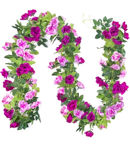 Hazrcvr Bloemenkrank, 2 m, kunstmadeliefjes, decoratie, bloemenkrank, roze zijden bloemen, slinger, kunstbloemen, planten, kunstbloemen, hangende wijnstok, zijden bloemen hangend