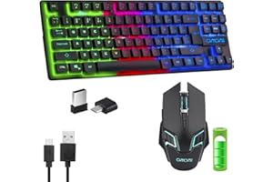 CHONCHOW Gaming Wireless TKL Keyboard Mouse Combo Rechargeable LED Backlit Tenkeyless Compact 87 Keys 6 Button for Computer Laptop PS4 PS5 Switch Compatible with Windows XP/7/8/10 iMac MacBook Xbox one X