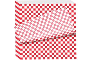 YUKIYI 50 Checkered Greaseproof Wrap Sheets - Food Grade Wrapping Paper for Sandwiches, Sweets, Cakes & Cheese - 11x10
