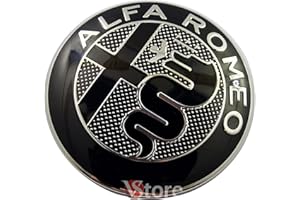 VS 2 Badges compatibles avec Alfa Romeo New Black 74mm Emblem Avant Arrière Capot Noir 147 156 159 Brera Mito Metal