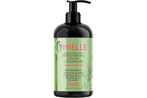 MIELLE ORGANICS Mielle Rosemary Mint Strengthening Leave In Conditioner for Curly Hair - Hydrating Hair Moisturiser Infused with Biotin to Soften, Protect & Boost Shine, 355 ml (Pack of 1)