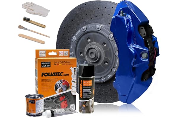 FOLIATEC Kit de peinture pour étriers de frein, résistant à la chaleur, kit complet pour 4 étriers de frein, Performance Blue Metallic, jeu de 7 pièces