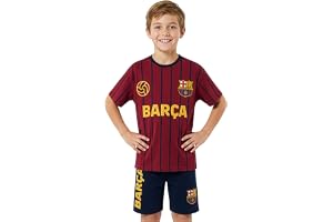 Get Trend Real Madrid | FC Barcelona pojkpyjamas i 2 delar set med 100 % bomull T-shirt och shorts, sommar fotbollspresent fö