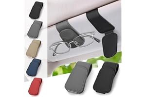 JINYJIA 2 Pack Brillenhalter für Auto,Leder Sonnenbrillenhalter Auto,Magnetische Auto Brillenhalter Universal, Auto Visier Zubehör Sonnenbrillen Halterung,Schwarz+Grau