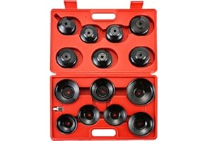 DASBET 15PCS Oil Filter Cap Type Socket Wrench Universal Tool Set with 3/8 Inch Drive Oil Filter Cap Remover and Installer Tool Set