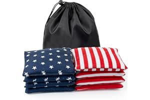 WOFEU Cornhole Bean Bags for Tossing, 4.7” x 4.7” Cornhole Bags Set of 8, Throwing BeanBag for Kids & Adults, Two Color All Weather Cornhole Beans Bag Set with Tote Bag