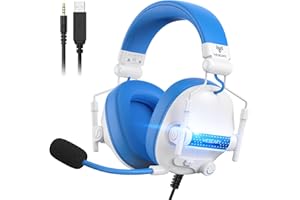 WESEARY Cascos Gaming, Auriculares Gaming Estéreo con Micrófono para PS4/PS5/PC/Xbox One/Switch, Cascos con Cable y Conector de 3.5mm