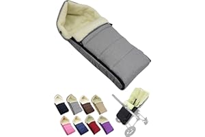 BAMBINIWELT BY RAFAEL K. Śpiwór zimowy na nogi do wózka dziecięcego] fotelik dla niemowląt lub sanek, śpiworek niemowlęcy z wełny jagnięcej, przytulny, ciepły, nadaje się do prania, 108 cm (melanż jasnoszary)