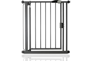 Safetots Barrière de Sécurité à Pression à Fermeture Automatique, Étroit, 68.5cm - 75cm, Gris Ardoise, Barrière d'Escalier à Fermeture Automatique pour Bébé, Barrière de Sécurité