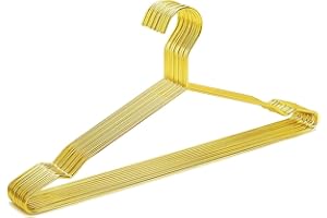 ‎AMBER HOME Amber Home 10 Stück 43cm Gold Eisen Kleiderbügel, Metall Kleiderbügel aus mit Rutschfester Nut für Anzug T-Shirt Hemd Jacke Kleid Hose, Robust und Haltbar