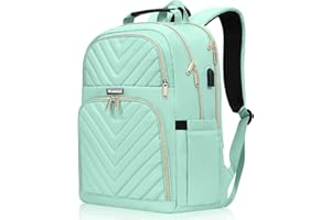 KUOSDAZ Travel Laptop Backpack, School Backpack for Teens, 15.6 Inch Quilted Work Backpack Purse with Charging Port, Large Anti-theft Teacher Bookbags for Boys Girls, Casual Daypacks for Men Women, Teal