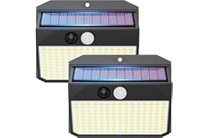 Topabol Faretti Solari a Led da Esterno, 150 LED Luce Solare LED Esterno con Sensore di Movimento, 3 Modes, Faretto Led da Esterno Solare IP65 Lampade Luci Solari (Bianco Freddo, 2 Pezzi)