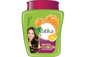 VATIKA NATURALS Vatika Masque Capillaire Multivitaminé aux Protéines d'Œuf 500g - Nourrit le Cuir Chevelu, Renforce les Cheveux Abîmés, Favorise la Croissance, avec Miel et Ricin - Cheveux plus épais et sains