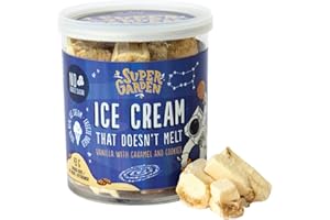 SUPERGARDEN Super Garden - Gelato Vanille Liofilisé avec Caramel et Biscuits, Sans Sucres Ajoutés, Bonbons Liofilisés - Délicieux Dessert Lyophilisé, Nourriture d'Astronaute