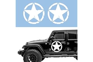 Autodomy Pack 2 Unita Adesivo Stella Militare Auto Fuoristrada | Adesivi Stelle Durevole e Resistente Pioggia e UV | Stelle Adesive per Moto 4x4 Facile Installazione (Bianco, 15 cm)