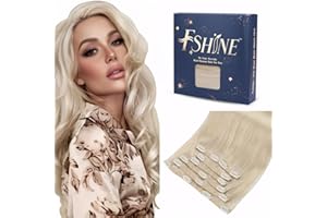 Fshine Capelli Veri Clip in Extension 3 Pezzi 30CM Extension Biondo 100% Umani Capelli Lisci 50g 12 Pollici Double Weft Clip in Human Remy Hair Extension Colore 60 Capelli Umani Brasiliani Extension