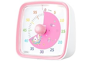 Yunbaoit Temporizador Visual de Cuenta Regresiva de 60 Minutos para Niños y Adultos, Silencioso para Aula Con Luz Nocturna (Unicornio Rosa)