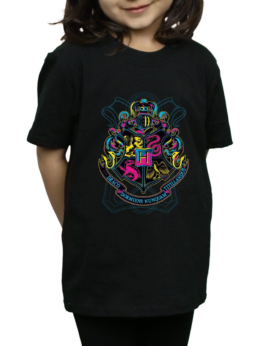 Harry-Potter-Mdchen-Neon-Hogwarts-Crest-T-Shirt
