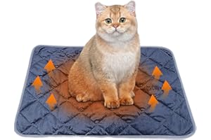 SPORWAY Couverture Auto-chauffante pour Chat et Chien - Couverture chauffante - 60 x 45 cm - Couverture chauffante pour Chat - Couverture Thermique Lavable (Bleu Marine)