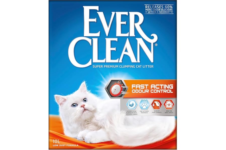 Ever Clean Clumping Cat Litter, Fast Acting Odour Control, Ideal for small spaces, Scented for long-lasting freshness, 10L