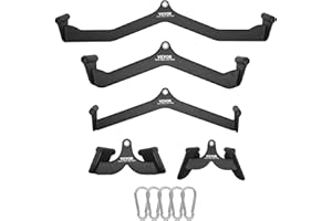 VEVOR Barres de Tirage Musculation 5PCs, Accessoires pour Machine à Poulie en Acier Massif et Caoutchouc, Poignée de Tirage pour Entraînement de Force du Dos Triceps, pour Gym Domicile Salle de Sport