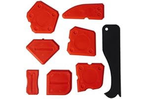 ABAZO Silikon Abzieher 8 Set- Rot Fugenglätter Silikon - Acryl Und Silikonabzieher Fugenabzieher - Silikonfugen Abzieher - Fugenspachtel Verschiedene Oberflächen Acryl und Harz –Mit Schneidemesser
