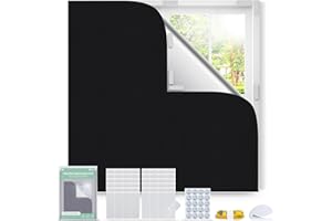 Inwee Blackout Blind Stick On, 300x145cm No Drilling Blackout Curtain for Window, Fits Any Size Shape Window, Portable Blackout Blinds for Bedroom, Loft, Travel, RV, with Strong Adhesive