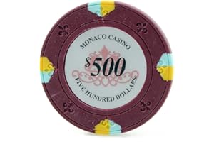Versa Games Monaco Casino Clay Poker Chips in 13.5g - Pack of 50 - (Choose Color)