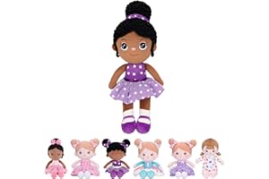 Starpony OUOZZZ Black Dolls For Girls,Black Rag Doll,First Doll Gift,Black Dolls For Girls Age 1 2 3 4,Soft, Comfortable And Safe Toys,13'' Black Soft Ragdoll,Purple