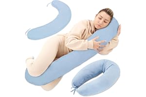 TOTSY BABY Cuscino allattamento e gravidanza Mussola 190cm – Guanciale laterale corpo per dormire sul fianco Supporto perfetto per il riposo e il relax Ideale per maternità e futuro mamme Forma a C Oeko-Tex