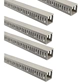 Jandei - Pack of 5 Grooved Cable Raceway, Desk Organizer PVC Cover, Grey. Length 40 cm (40 x 40 mm)