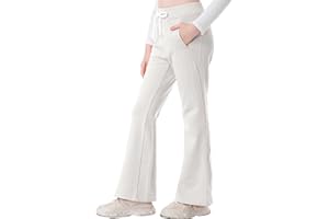 Rolanko Ragazze Jersey Pull Up Pantaloni, Bootcut Elastico in Vita Scuola Uniforme Pianura Svasata Pantaloni da Tuta