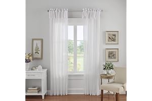 Elrene Home Fashions Single Panel Window Curtain Drape, Polyester, White, 52" x95\