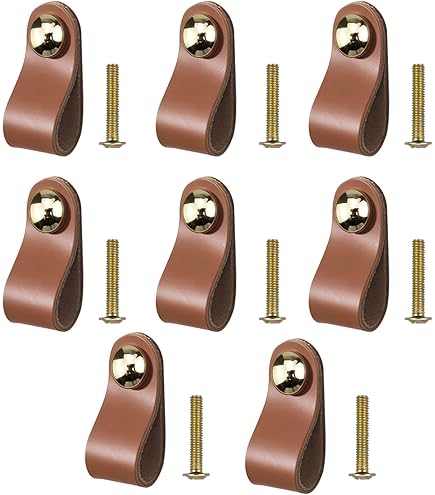 Set 6 Maniglie Per Mobili In Pelle - Con Base Lega Di Zinco, Anturto, Per Cassetti E Armadi - Foto 4