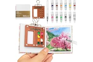 Yamobi 10 pezzi Mini Set di Acquerelli da Viaggio, Palette da Miscelazione Nano Portatile, Mini Scatola di Colori per viaggiare, Acquerelli Portatili per Adulti