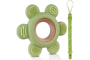 Vicloon Gryzak dla niemowląt, zabawka do gryzienia dla niemowląt, z silikonu, zabawka do gryzienia z łańcuszkami na smoczek, od 3 miesięcy (zielony)