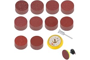 LYIVISK 102 Piezas Lija Set 2 Pulgadas Seco Húmedo Discos Abrasivos Redondos con Adaptador para Taladro Atornillador Coches Madera Metal Pulido