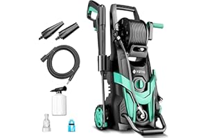 FOTING Hochdruckreiniger, Druck: 50 m²/h, Flächenleistung: max. 145 bar, Fördermenge: 420 l/h, Schaumkanone und verstellbare Düsen, Autos, Zäune, Terrassen und Einfahrten,Electric Pressure